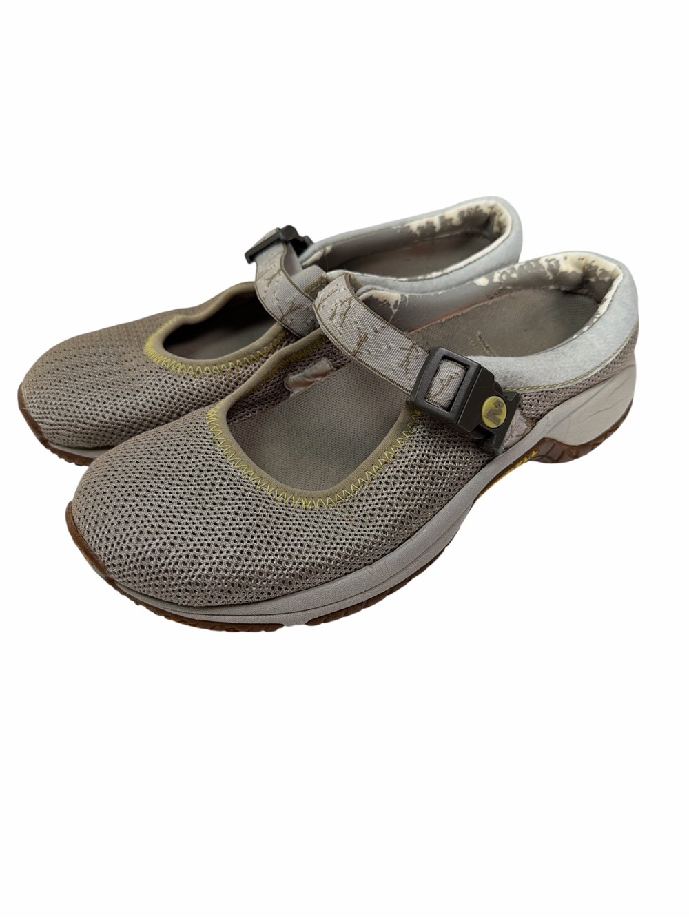 Merrell Taupe Mesh Mary Jane Walking Shoes with Air Cushion and Ortholite Comfor